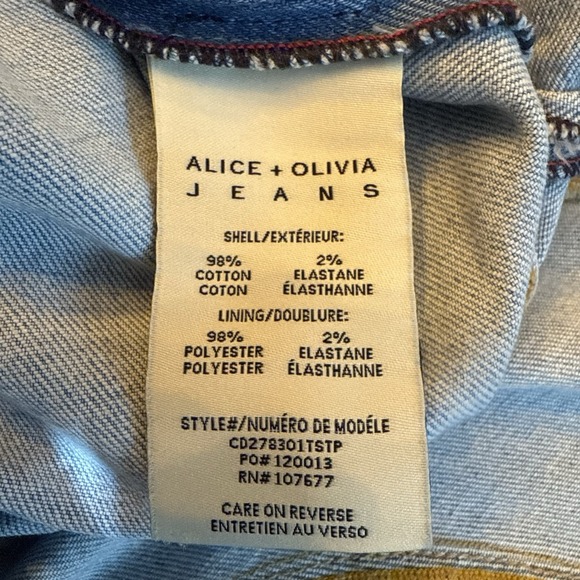 Alice + Olivia Jeans Blue Denim Mini Dress Size 2 Zipper Front Pockets Belted - Picture 12 of 14